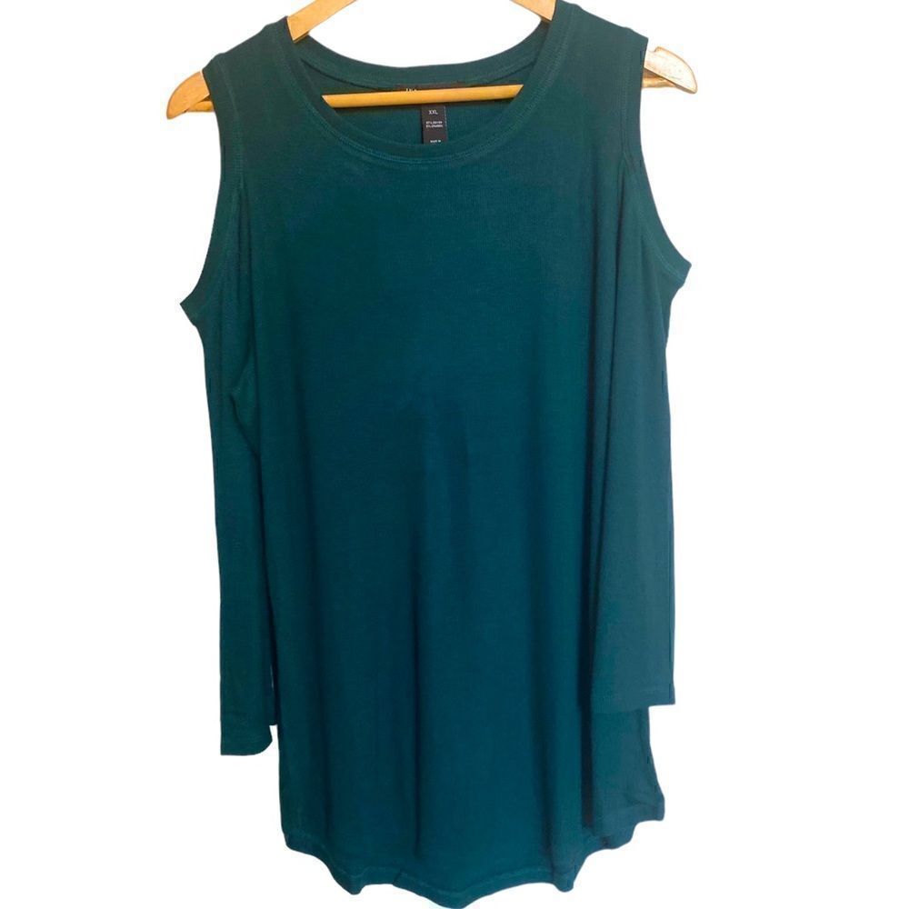 INC International Concepts Hunter Green Cold Shoulder Top NWT Size XXL